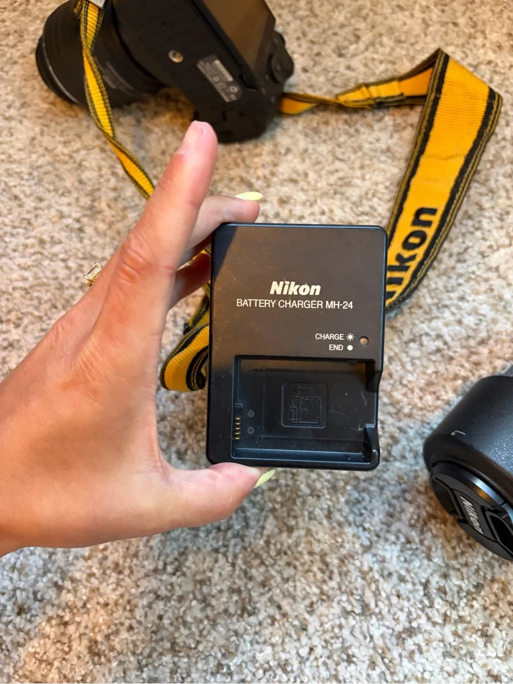 Nikon digital camera D5200 DSLR Camera Kit in Black and Yellow Strap